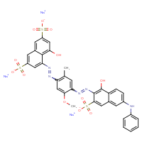 Chemical structure of trisodium 4-hydroxy-5-[2-(4-{2-[1-hydroxy-6-(phenylamino)-3-sulfonatonaphthalen-2-yl]diazen-1-yl}-5-methoxy-2-methylphenyl)diazen-1-yl]naphthalene-2,7-disulfonate - CSSB02125604677