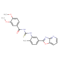 Chemical structure of 3-(3,4-dimethoxybenzoyl)-1-(2-methyl-5-{[1,3]oxazolo[4,5-b]pyridin-2-yl}phenyl)thiourea - CSSB00121706512