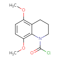 Chemical structure of 5,8-dimethoxy-1,2,3,4-tetrahydroquinoline-1-carbonyl chloride - CSSB21224764381