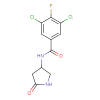 Chemical structure of 3,5-dichloro-4-fluoro-N-(5-oxopyrrolidin-3-yl)benzamide - CSSB01050896012