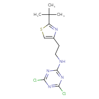 Chemical structure of N-[2-(2-tert-butyl-1,3-thiazol-4-yl)ethyl]-4,6-dichloro-1,3,5-triazin-2-amine - CSSB21332074962