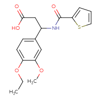 Chemical structure of 3-(4-ethoxy-3-methoxyphenyl)-3-[(thiophen-2-yl)formamido]propanoic acid - CSSB00020666143