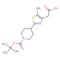 Chemical structure of 2-(2-{1-[(tert-butoxy)carbonyl]piperidin-4-yl}-5-methyl-1,3-thiazol-4-yl)acetic acid - CSSB00010169495