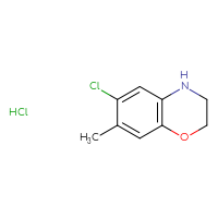 Chemical structure of 6-chloro-7-methyl-3,4-dihydro-2H-1,4-benzoxazine hydrochloride - CSSB20621655815