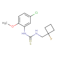 Chemical structure of 1-(5-chloro-2-methoxyphenyl)-3-[(1-fluorocyclobutyl)methyl]thiourea - CSSB01039331089