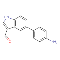 Chemical structure of 5-(4-aminophenyl)-1H-indole-3-carbaldehyde - CSSB06587695341
