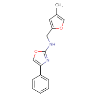 Chemical structure of N-[(4-methylfuran-2-yl)methyl]-4-phenyl-1,3-oxazol-2-amine - CSSB15085311380