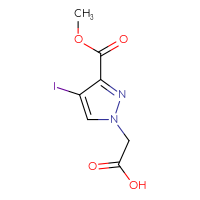 Chemical structure of 2-[4-iodo-3-(methoxycarbonyl)-1H-pyrazol-1-yl]acetic acid - CSSB00010781130