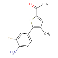 Chemical structure of 1-[5-(4-amino-3-fluorophenyl)-4-methylthiophen-2-yl]ethan-1-one - CSSB14677298221