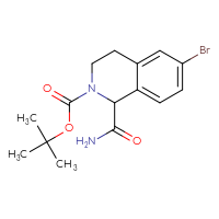 Chemical structure of tert-butyl 6-bromo-1-carbamoyl-1,2,3,4-tetrahydroisoquinoline-2-carboxylate - CSSB02270737633