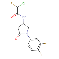 Chemical structure of 2-chloro-N-[1-(3,4-difluorophenyl)-5-oxopyrrolidin-3-yl]-2-fluoroacetamide - CSSB21332169093