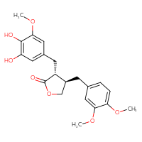 Chemical structure of (3R,4R)-3-[(3,4-dihydroxy-5-methoxyphenyl)methyl]-4-[(3,4-dimethoxyphenyl)methyl]oxolan-2-one - CSSB20620665704