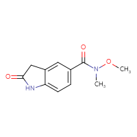 Chemical structure of N-methoxy-N-methyl-2-oxo-2,3-dihydro-1H-indole-5-carboxamide - CSSB00000371238