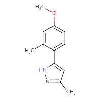 Chemical structure of 5-(4-methoxy-2-methylphenyl)-3-methyl-1H-pyrazole - CSSB01097725826