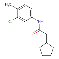 Chemical structure of N-(3-chloro-4-methylphenyl)-2-cyclopentylacetamide - CSSB00047212997