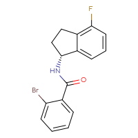 Chemical structure of 2-bromo-N-[(1R)-4-fluoro-2,3-dihydro-1H-inden-1-yl]benzamide - CSSB02041996218