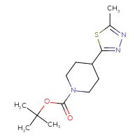Chemical structure of tert-butyl 4-(5-methyl-1,3,4-thiadiazol-2-yl)piperidine-1-carboxylate - CSSB00822323209