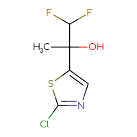 Chemical structure of 2-(2-chloro-1,3-thiazol-5-yl)-1,1-difluoropropan-2-ol - CSSB20845892811