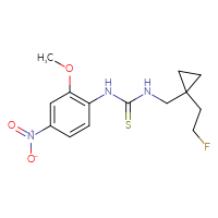Chemical structure of 3-{[1-(2-fluoroethyl)cyclopropyl]methyl}-1-(2-methoxy-4-nitrophenyl)thiourea - CSSB21432495128