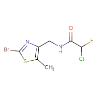 Chemical structure of N-[(2-bromo-5-methyl-1,3-thiazol-4-yl)methyl]-2-chloro-2-fluoroacetamide - CSSB09894499864