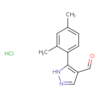 Chemical structure of 5-(2,4-dimethylphenyl)-1H-pyrazole-4-carbaldehyde hydrochloride - CSSB00020603980