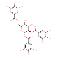 Chemical structure of (2S,3R,4S,5S,6R)-4,5-dihydroxy-2-(3,4,5-trihydroxybenzoyloxy)-6-[(3,4,5-trihydroxybenzoyloxy)methyl]oxan-3-yl 3,4,5-trihydroxybenzoate - CSSB00159279087