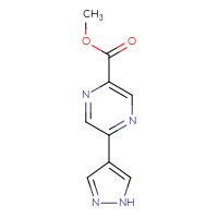 Chemical structure of methyl 5-(1H-pyrazol-4-yl)pyrazine-2-carboxylate - CSSB06583084299