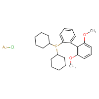 Chemical structure of chlorogold; dicyclohexyl({2',6'-dimethoxy-[1,1'-biphenyl]-2-yl})phosphane - CSSB14929141946