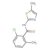 Chemical structure of 2-chloro-6-methyl-N-(5-methyl-1,3-thiazol-2-yl)benzamide - CSSB01998983023