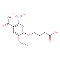 Chemical structure of 4-(4-acetyl-2-methoxy-5-nitrophenoxy)butanoic acid - CSSB20620529040