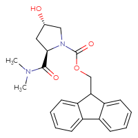 Chemical structure of (9H-fluoren-9-yl)methyl (2R,4S)-2-(dimethylcarbamoyl)-4-hydroxypyrrolidine-1-carboxylate - CSSB06448030929