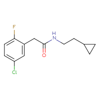 Chemical structure of 2-(5-chloro-2-fluorophenyl)-N-(2-cyclopropylethyl)acetamide - CSSB06462817109