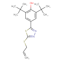 Chemical structure of 2,6-di-tert-butyl-4-[5-(prop-2-en-1-ylsulfanyl)-1,3,4-thiadiazol-2-yl]phenol - CSSB00025738854