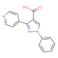 Chemical structure of 1-phenyl-3-(pyridin-4-yl)-1H-pyrazole-4-carboxylic acid - CSSB00000745803