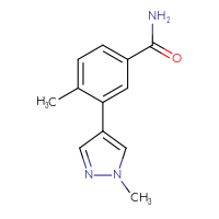 Chemical structure of 4-methyl-3-(1-methyl-1H-pyrazol-4-yl)benzamide - CSSB01992667354