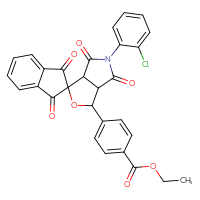 Chemical structure of ethyl 4-[5-(2-chlorophenyl)-1',3',4,6-tetraoxo-1',3,3',3a,4,5,6,6a-octahydrospiro[furo[3,4-c]pyrrole-1,2'-inden]-3-yl]benzoate - CSSB00121707866