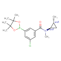 Chemical structure of rac-3-chloro-N-methyl-N-[(1R,2R)-2-methylcyclopropyl]-5-(4,4,5,5-tetramethyl-1,3,2-dioxaborolan-2-yl)benzamide - CSSB06730593326