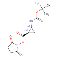 Chemical structure of rac-2,5-dioxopyrrolidin-1-yl (1R,2R)-2-{[(tert-butoxy)carbonyl]amino}cyclopropane-1-carboxylate - CSSB17484213934
