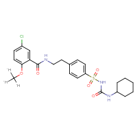 Chemical structure of 5-chloro-N-[2-(4-{[(cyclohexylcarbamoyl)amino]sulfonyl}phenyl)ethyl]-2-(²H₃)methoxybenzamide - CSSB00160813064