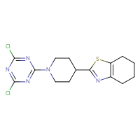 Chemical structure of 2-[1-(4,6-dichloro-1,3,5-triazin-2-yl)piperidin-4-yl]-4,5,6,7-tetrahydro-1,3-benzothiazole - CSSB21332128950