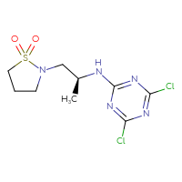 Chemical structure of 2-[(2S)-2-[(4,6-dichloro-1,3,5-triazin-2-yl)amino]propyl]-1λ⁶,2-thiazolidine-1,1-dione - CSSB09888461858