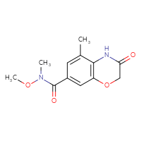 Chemical structure of N-methoxy-N,5-dimethyl-3-oxo-3,4-dihydro-2H-1,4-benzoxazine-7-carboxamide - CSSB21151590354
