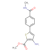 Chemical structure of methyl 3-amino-5-[4-(methylcarbamoyl)phenyl]thiophene-2-carboxylate - CSSB06583103297
