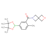 Chemical structure of 6-[2-methyl-5-(4,4,5,5-tetramethyl-1,3,2-dioxaborolan-2-yl)benzoyl]-2-oxa-6-azaspiro[3.3]heptane - CSSB02533248069