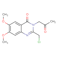 Chemical structure of 2-(chloromethyl)-6,7-dimethoxy-3-(2-oxopropyl)-3,4-dihydroquinazolin-4-one - CSSB00000683181