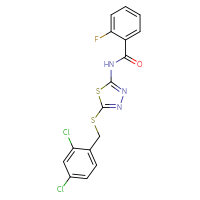 Chemical structure of N-(5-{[(2,4-dichlorophenyl)methyl]sulfanyl}-1,3,4-thiadiazol-2-yl)-2-fluorobenzamide - CSSB00121660330