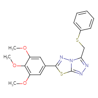 Chemical structure of 3-[(phenylsulfanyl)methyl]-6-(3,4,5-trimethoxyphenyl)-[1,2,4]triazolo[3,4-b][1,3,4]thiadiazole - CSSB00121637045