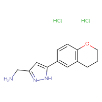 Chemical structure of 1-[5-(3,4-dihydro-2H-1-benzopyran-6-yl)-1H-pyrazol-3-yl]methanamine dihydrochloride - CSSB06641419951