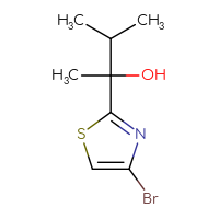 Chemical structure of 2-(4-bromo-1,3-thiazol-2-yl)-3-methylbutan-2-ol - CSSB00013715390