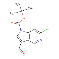 Chemical structure of tert-butyl 6-chloro-3-formyl-1H-pyrrolo[3,2-c]pyridine-1-carboxylate - CSSB21332153315